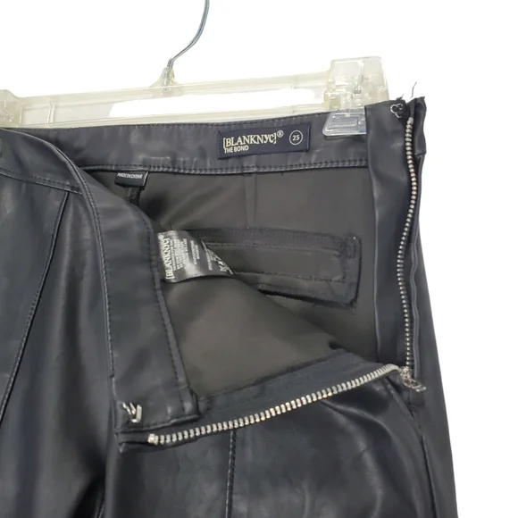 BlankNYC The Bond Black Vegan Leather / Faux Leather Skinny Pants Size 25 - Picture 5 of 15